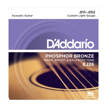 Daddario EJ26 Phosphor Bronze Custom Light 11-52