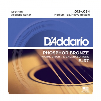 Daddario EJ37 12-String Phosphor Bronze Medium Top/Heavy Bottom 12-54