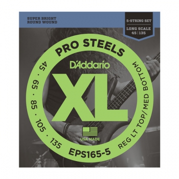 Daddario EPS165-5 ProSteels 5-String Bass Custom Light 45-135 Long Scale