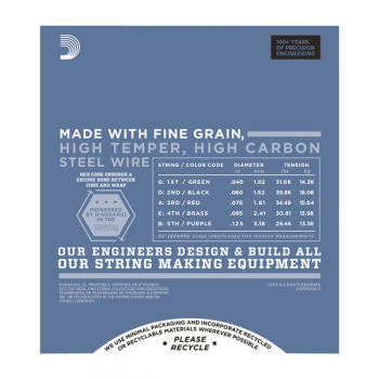 Daddario EPS220-5 ProSteels 5-String Bass, Super Light, 40-125, Long Scale