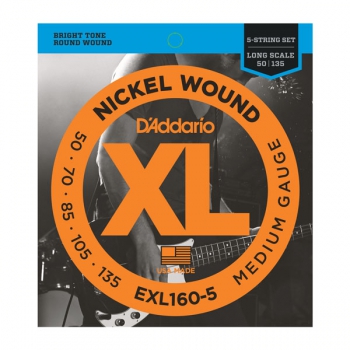 Daddario EXL160-5 Nickel Wound 5-String Bass Medium 50-135 Long Scale