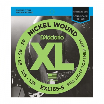 Daddario EXL165-5 Nickel Wound 5-String Bass, Custom Light, 45-135, Long Scale