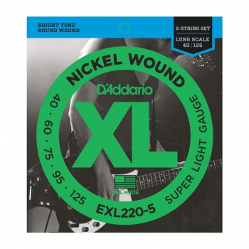 Daddario EXL220-5 Nickel Wound 5-String Bass Super Light 40-125 Long Scale