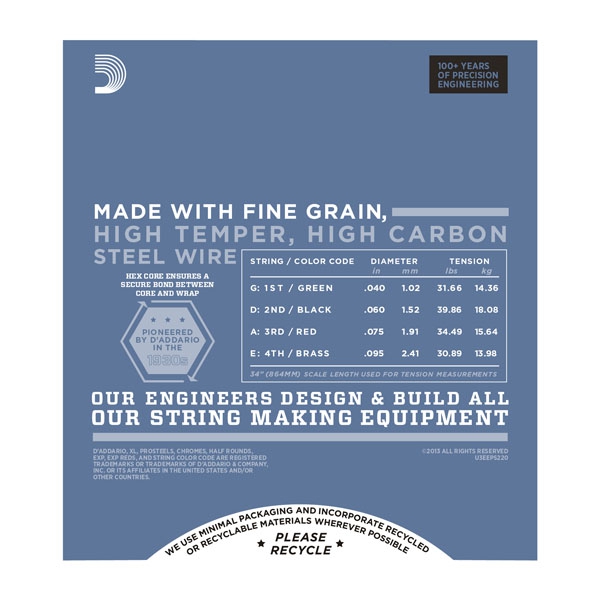 Daddario EPS 220 ProSteels Bass Super Light 40-95 Long Scale